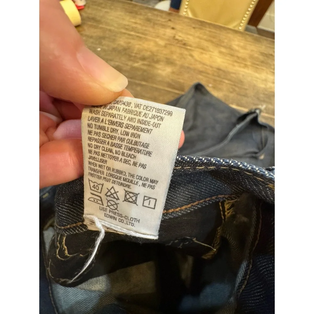 Edwin SEN Skinny Black Japan Selvedge  Blue Raw State ES505S Size 28 By 33